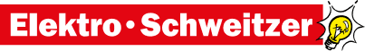 Logo von Elektro Schweitzer mit Glühbirnen-Symbol, repräsentiert Experten für Elektrotechnik, Photovoltaik und Blitzschutz.